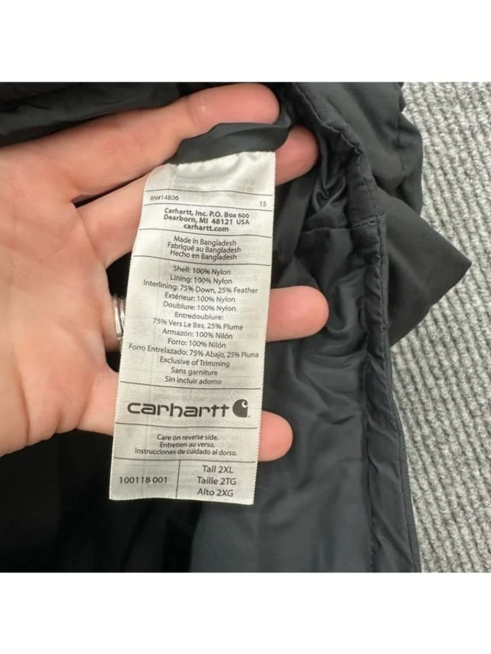 Carhartt Kalkaska Down Puffer Vest Snap Button Sleeveless 100118 Mens 2XL Tall
